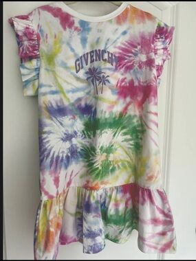 Givenchy Tie-Dye Ruffle-Hem Cotton Jersey Dress - Multi-Color